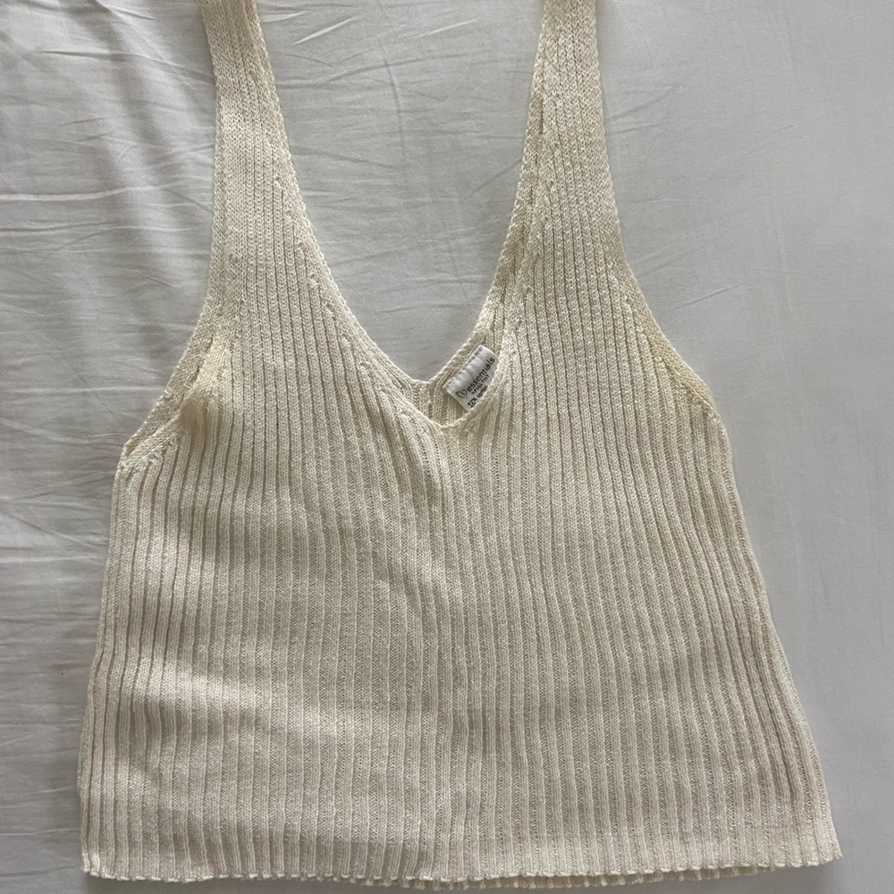 White/cream deep V tank